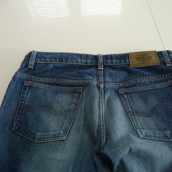 TODD OLDHAM women's  vintage acid washed distressed cuff boot cut  jeans size 31 - Picture 4 of 7